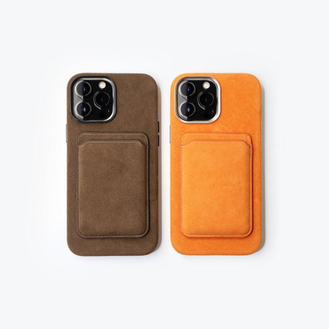 Alcantara MagSafe Phone Cardholder (Orange) - ALMA