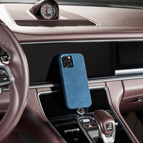 Alcantara Full-Wrap iPhone Case (Navy Blue)