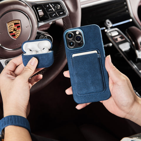 Alcantara Full-Wrap iPhone Case (Navy Blue)