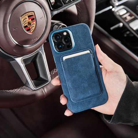 Alcantara Full-Wrap iPhone Case (Navy Blue)