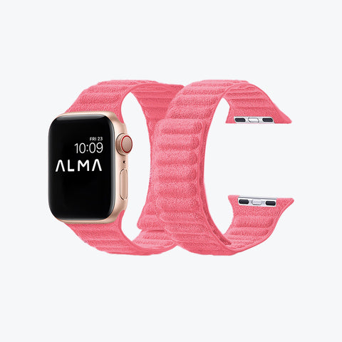 Alcantara Apple Watch Magnetic Bands (Pink) - ALMA