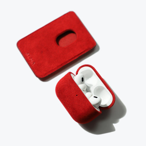 Alcantara MagSafe Phone Cardholder (Red) - ALMA