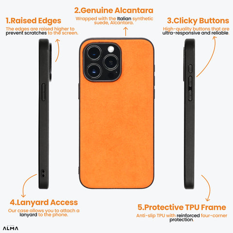 Alcantara Back-Wrap iPhone Case (Orange)