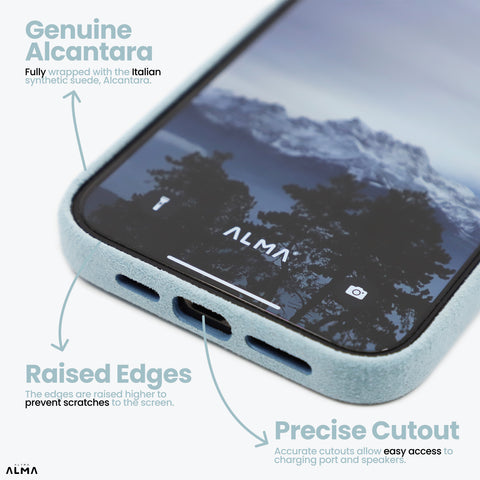 Alcantara Full-Wrap iPhone Case (Baby Blue)