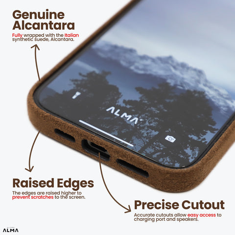 Alcantara Full-Wrap iPhone Case (Brown)