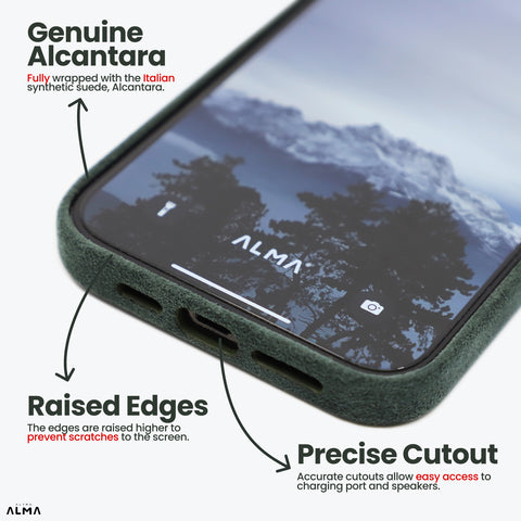Alcantara Full-Wrap iPhone Case (Forest Green)