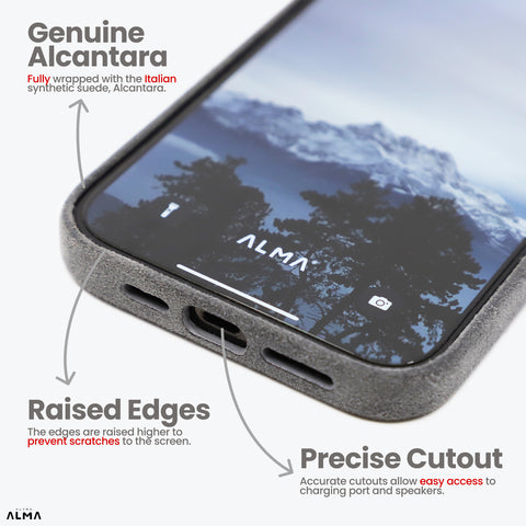 Alcantara Full-Wrap iPhone Case (Gray)