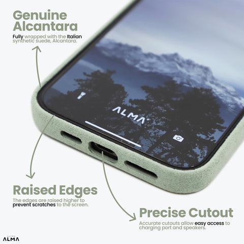 Alcantara Full-Wrap iPhone Case (Mint)
