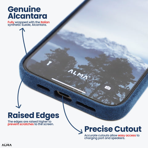 Alcantara Full-Wrap iPhone Case (Navy Blue)