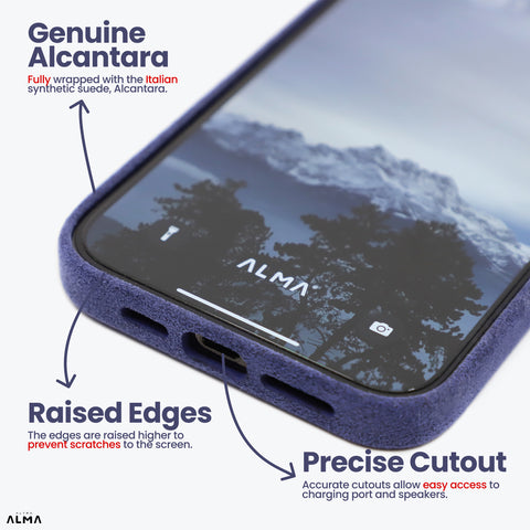 Alcantara Full-Wrap iPhone Case (Violet Blue)