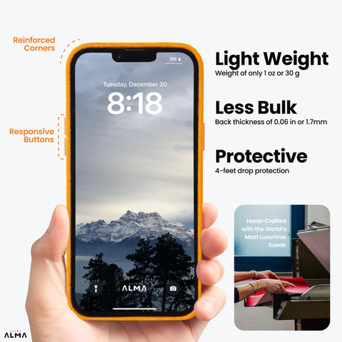 Alcantara Full-Wrap iPhone Case (Orange)
