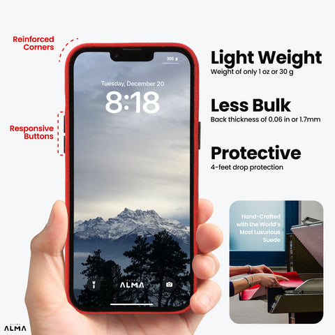 Alcantara Full-Wrap iPhone Case (Red)